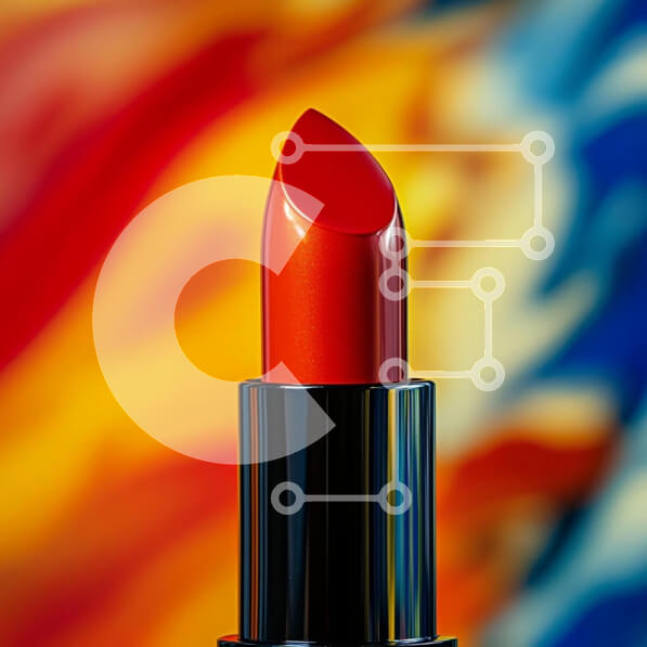 Σετ των 2 Intra Συλλεκτικό Ξύλινο Παζλ Plywood  4mm - Κόκκινο κραγιόν σε πολύχρωμο φόντο Σε Ξύλινο Κουτί - Διαστάσεις: 10x10 cm – 25 κομμάτια