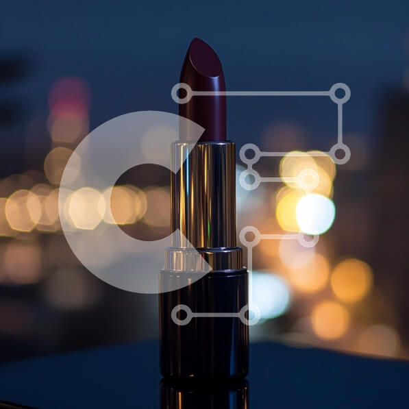 Σετ των 2 Intra Συλλεκτικό Ξύλινο Παζλ Plywood  4mm - Κομψό σκούρο κόκκινο κραγιόν με θολά φώτα πόλης Σε Ξύλινο Κουτί - Διαστάσεις: 10x10 cm – 25 κομμάτια