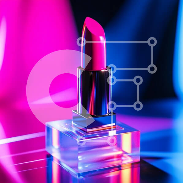 Σετ των 2 Intra Συλλεκτικό Ξύλινο Παζλ Plywood  4mm - Κομψό ροζ κραγιόν σε μοντέρνο φόντο Σε Ξύλινο Κουτί - Διαστάσεις: 10x10 cm – 25 κομμάτια