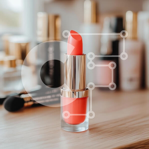 Σετ των 2 Intra Συλλεκτικό Ξύλινο Παζλ Plywood  4mm - Κοραλί κραγιόν σε ξύλινη επιφάνεια Σε Ξύλινο Κουτί - Διαστάσεις: 10x10 cm – 25 κομμάτια