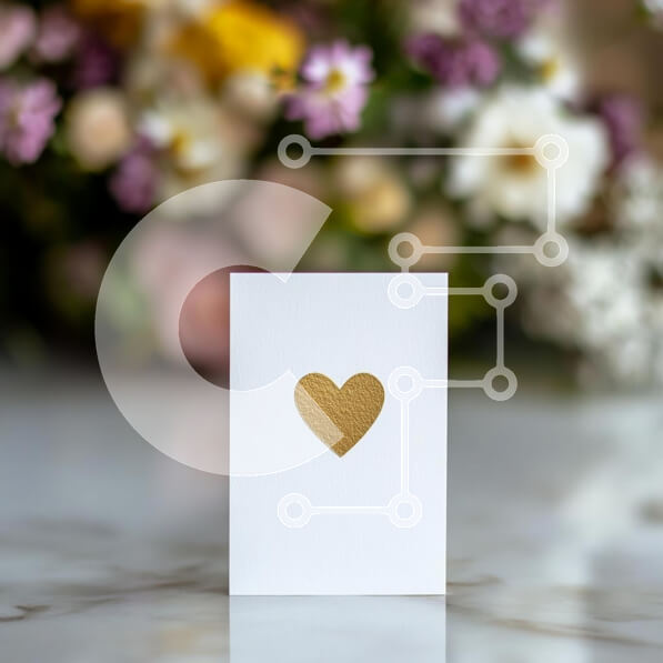 Intra Συλλεκτικό Ξύλινο Παζλ Plywood  4mm - Κομψή ευχετήρια κάρτα με χρυσή καρδιά σε floral φόντο Σε Ξύλινο Κουτί - Διαστάσεις Puzzle: 10x10 cm – 25 κομμάτια