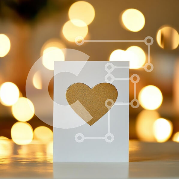 Intra Συλλεκτικό Ξύλινο Παζλ Plywood  4mm - Ευχετήρια κάρτα με διακοπή καρδιάς και φόντο Bokeh Σε Ξύλινο Κουτί - Διαστάσεις: 10x10 cm – 25 κομμάτια