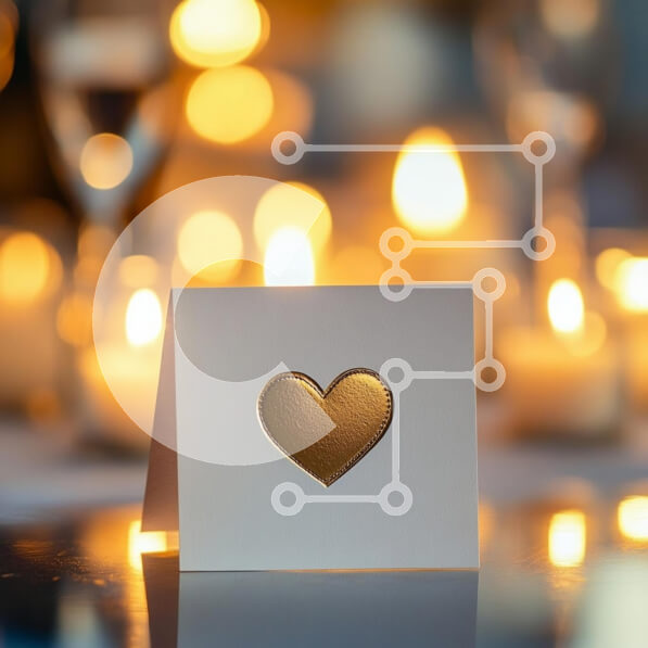 Intra Συλλεκτικό Ξύλινο Παζλ Plywood  4mm - Ρομαντική ευχετήρια κάρτα με χρυσή καρδιά Σε Ξύλινο Κουτί - Διαστάσεις: 10x10 cm – 25 κομμάτια