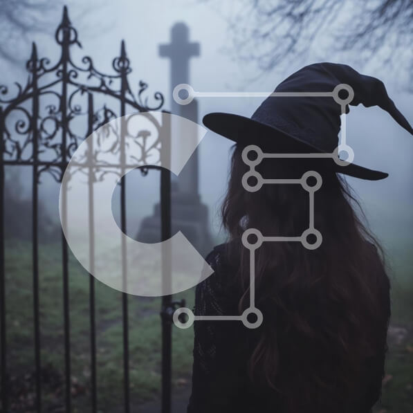 Intra Συλλεκτικό Ξύλινο Παζλ Plywood  4mm - Μάγισσα στο ομιχλώδες νεκροταφείο Σε Ξύλινο Κουτί - Διαστάσεις: 10x10 cm – 25 κομμάτια