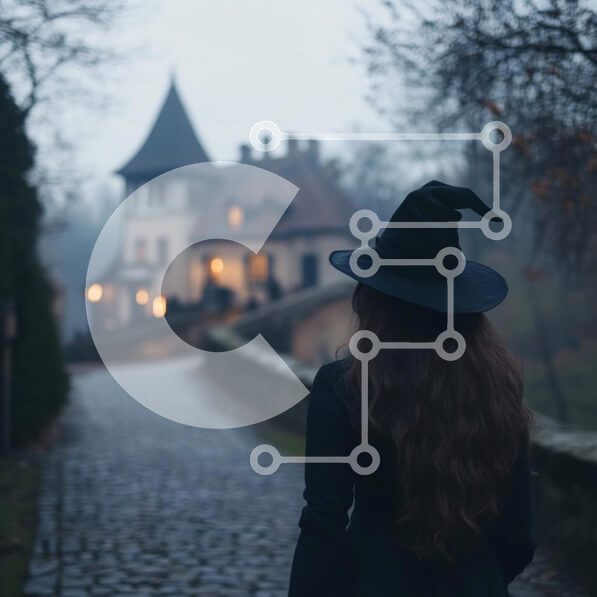 Intra Συλλεκτικό Ξύλινο Παζλ Plywood  4mm - Μυστηριώδης Φιγούρα με καπέλο μάγισσας από το Enchanting House Σε Ξύλινο Κουτί - Διαστάσεις Puzzle: 10x10 cm – 25 κομμάτια