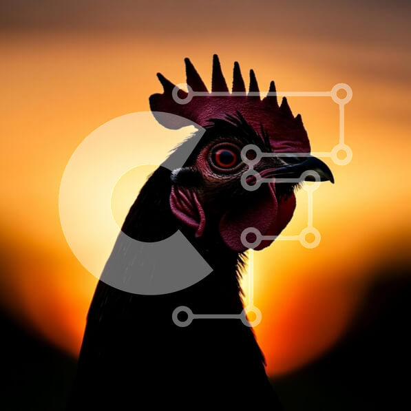 Intra Συλλεκτικό Ξύλινο Παζλ Plywood  4mm - Σιλουέτα ενός κόκορα στο ηλιοβασίλεμα Σε Ξύλινο Κουτί - Διαστάσεις: 10x10 cm – 25 κομμάτια