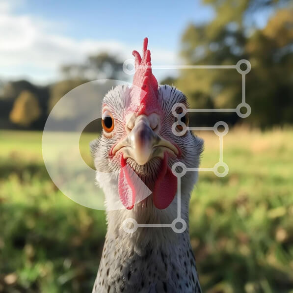 Intra Συλλεκτικό Ξύλινο Παζλ Plywood  4mm - Κοντινό πλάνο ενός κοτόπουλου σε φυσικό φόντο Σε Ξύλινο Κουτί - Διαστάσεις: 10x10 cm – 25 κομμάτια