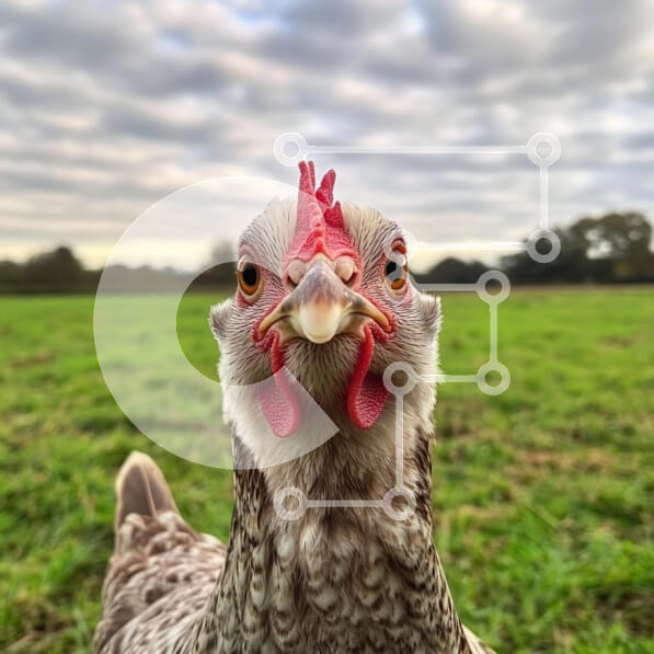 Intra Συλλεκτικό Ξύλινο Παζλ Plywood  4mm - Κοντινό πλάνο ενός κοτόπουλου σε ένα χωράφι Σε Ξύλινο Κουτί - Διαστάσεις: 10x10 cm – 25 κομμάτια