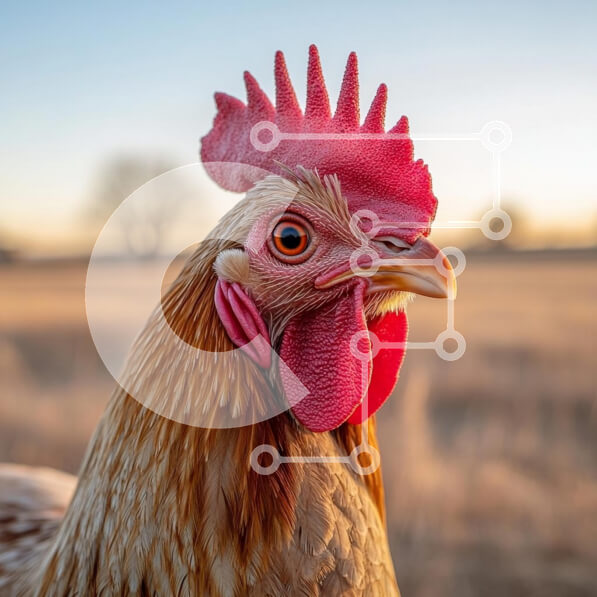 Intra Συλλεκτικό Ξύλινο Παζλ Plywood  4mm - Κοντινό πλάνο ενός κόκορα με ζεστό φόντο Σε Ξύλινο Κουτί - Διαστάσεις: 10x10 cm – 25 κομμάτια