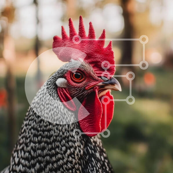 Intra Συλλεκτικό Ξύλινο Παζλ Plywood  4mm - Κοντινό πλάνο ενός κόκορα σε φυσικό περιβάλλον Σε Ξύλινο Κουτί - Διαστάσεις: 10x10 cm – 25 κομμάτια