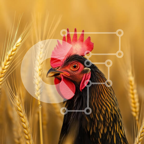 Intra Συλλεκτικό Ξύλινο Παζλ Plywood  4mm - Κόκορας ανάμεσα σε χρυσό σιτάρι Σε Ξύλινο Κουτί - Διαστάσεις: 10x10 cm – 25 κομμάτια