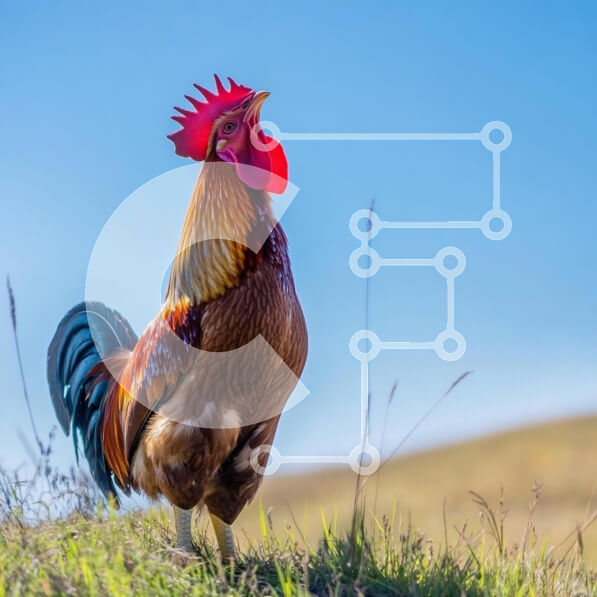 Intra Συλλεκτικό Ξύλινο Παζλ Plywood  4mm - Περήφανος κόκορας σε έναν λόφο με χορτάρι Σε Ξύλινο Κουτί - Διαστάσεις: 10x10 cm – 25 κομμάτια