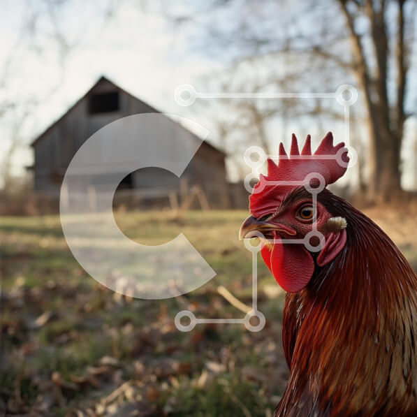 Intra Συλλεκτικό Ξύλινο Παζλ Plywood  4mm - Κόκορας μπροστά από έναν αχυρώνα Σε Ξύλινο Κουτί - Διαστάσεις: 10x10 cm – 25 κομμάτια