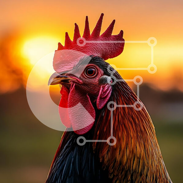 Intra Συλλεκτικό Ξύλινο Παζλ Plywood  4mm - Κόκορας στο ηλιοβασίλεμα Σε Ξύλινο Κουτί - Διαστάσεις: 10x10 cm – 25 κομμάτια