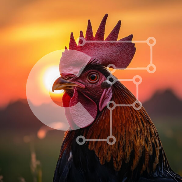 Intra Συλλεκτικό Ξύλινο Παζλ Plywood  4mm - Κόκορας στο ηλιοβασίλεμα Σε Ξύλινο Κουτί - Διαστάσεις: 10x10 cm – 25 κομμάτια