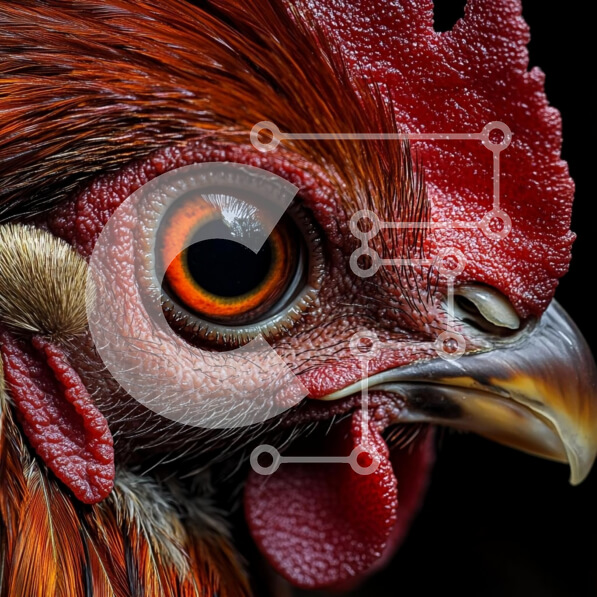 Intra Συλλεκτικό Ξύλινο Παζλ Plywood  4mm - Κοντινό πλάνο του κεφαλιού ενός κόκορα Σε Ξύλινο Κουτί - Διαστάσεις: 10x10 cm – 25 κομμάτια