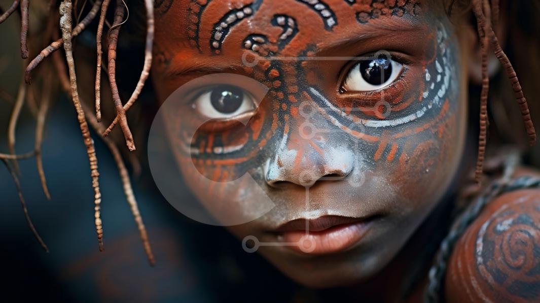 Intra Συλλεκτικό Ξύλινο Παζλ Plywood  4mm - Όμορφο κοντινό πορτρέτο ενός νεαρού κοριτσιού με περίπλοκο φυλετικό χρώμα Σε Ξύλινο Κουτί - Διαστάσεις Puzzle: 10x10 cm – 25 κομμάτια