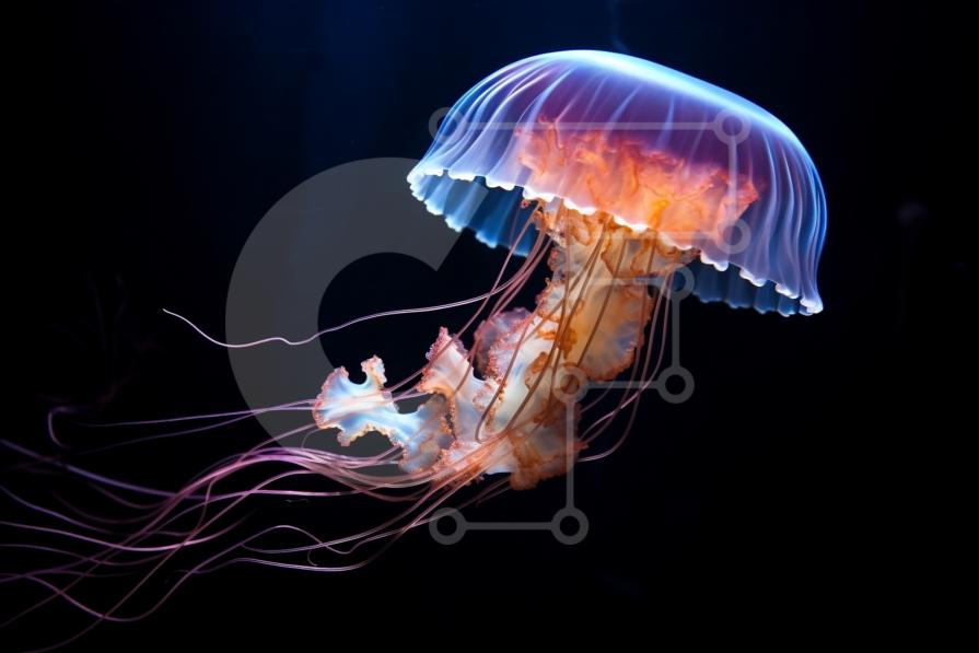 Intra Συλλεκτικό Ξύλινο Παζλ Plywood  4mm - Σαγηνευτική εικόνα μιας μέδουσας στο φυσικό της περιβάλλον Σε Ξύλινο Κουτί - Διαστάσεις: 10x10 cm – 25 κομμάτια