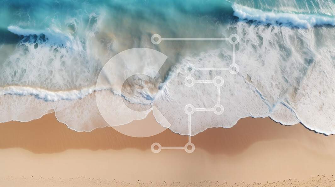 Intra Συλλεκτικό Ξύλινο Παζλ Plywood  4mm - Εναέρια άποψη μιας παραλίας με τυρκουάζ κύματα Σε Ξύλινο Κουτί - Διαστάσεις Puzzle: 10x10 cm – 25 κομμάτια