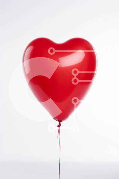 Intra Συλλεκτικό Ξύλινο Παζλ Plywood  4mm - Κόκκινο μπαλόνι σε σχήμα καρδιάς σε άσπρο φόντο Σε Ξύλινο Κουτί - Διαστάσεις: 10x10 cm – 25 κομμάτια