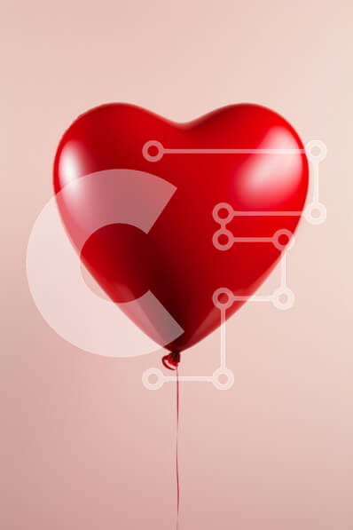 Intra Συλλεκτικό Ξύλινο Παζλ Plywood  4mm - Κόκκινο μπαλόνι σε σχήμα καρδιάς σε ροζ φόντο Σε Ξύλινο Κουτί - Διαστάσεις: 10x10 cm – 25 κομμάτια