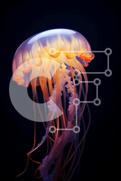 Σετ των 2 Intra Συλλεκτικό Ξύλινο Παζλ Plywood  4mm - Λαμπερή μέδουσα στο σκοτεινό νερό Σε Ξύλινο Κουτί - Διαστάσεις: 10x10 cm – 25 κομμάτια