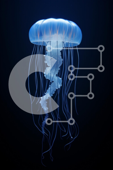 Σετ των 2 Intra Συλλεκτικό Ξύλινο Παζλ Plywood  4mm - Χαριτωμένη μέδουσα στο σκοτεινό νερό Σε Ξύλινο Κουτί - Διαστάσεις: 10x10 cm – 25 κομμάτια