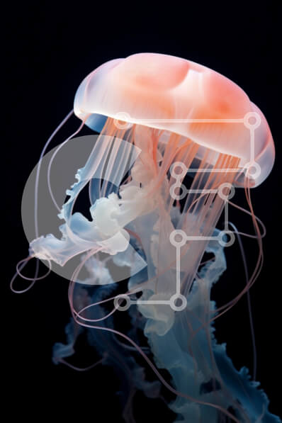 Σετ των 2 Intra Συλλεκτικό Ξύλινο Παζλ Plywood  4mm - Ημιδιάφανη μέδουσα που κολυμπά στα σκοτεινά νερά Σε Ξύλινο Κουτί - Διαστάσεις: 10x10 cm – 25 κομμάτια