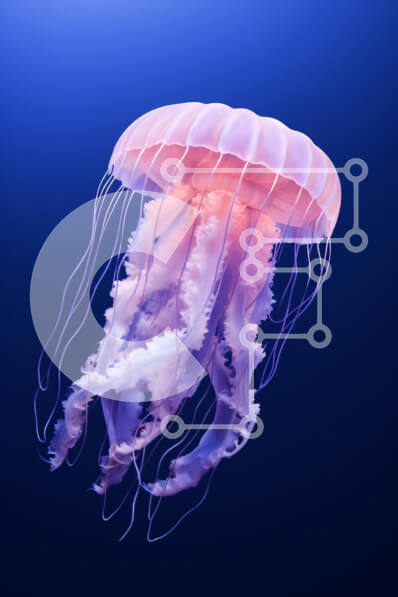 Σετ των 2 Intra Συλλεκτικό Ξύλινο Παζλ Plywood  4mm - Χαριτωμένη μέδουσα που κολυμπά στο βαθύ μπλε νερό Σε Ξύλινο Κουτί - Διαστάσεις: 10x10 cm – 25 κομμάτια