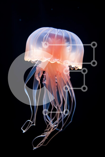 Σετ των 2 Intra Συλλεκτικό Ξύλινο Παζλ Plywood  4mm - Ημιδιάφανη μέδουσα στο σκοτεινό νερό Σε Ξύλινο Κουτί - Διαστάσεις: 10x10 cm – 25 κομμάτια