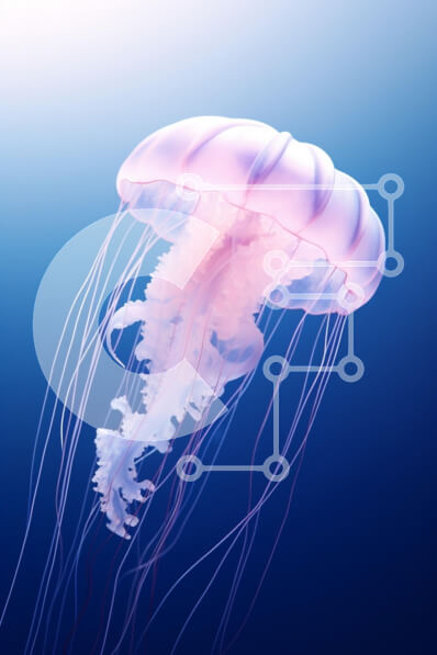 Σετ των 2 Intra Συλλεκτικό Ξύλινο Παζλ Plywood  4mm - Μέδουσες που κολυμπούν στον γαλάζιο ωκεανό Σε Ξύλινο Κουτί - Διαστάσεις: 10x10 cm – 25 κομμάτια