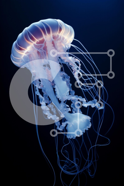 Σετ των 2 Intra Συλλεκτικό Ξύλινο Παζλ Plywood  4mm - Φωτιζόμενη μέδουσα στο σκοτεινό νερό Σε Ξύλινο Κουτί - Διαστάσεις: 10x10 cm – 25 κομμάτια