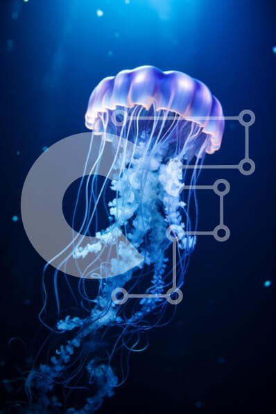 Σετ των 2 Intra Συλλεκτικό Ξύλινο Παζλ Plywood  4mm - Μια φωτεινή μέδουσα στον καταγάλανο ωκεανό Σε Ξύλινο Κουτί - Διαστάσεις: 10x10 cm – 25 κομμάτια