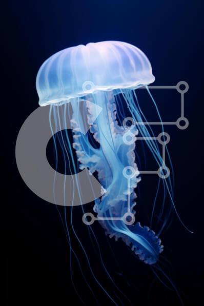 Σετ των 2 Intra Συλλεκτικό Ξύλινο Παζλ Plywood  4mm - Ημιδιάφανη μέδουσα σε βαθύ μπλε νερό Σε Ξύλινο Κουτί - Διαστάσεις: 10x10 cm – 25 κομμάτια