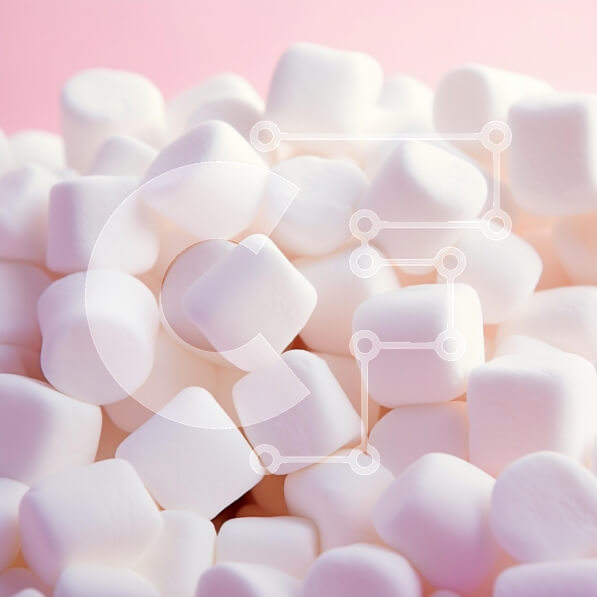 Σετ των 2 Intra Συλλεκτικό Ξύλινο Παζλ Plywood  4mm - Κοντινό πλάνο Marshmallows σε ροζ φόντο Σε Ξύλινο Κουτί - Διαστάσεις: 10x10 cm – 25 κομμάτια