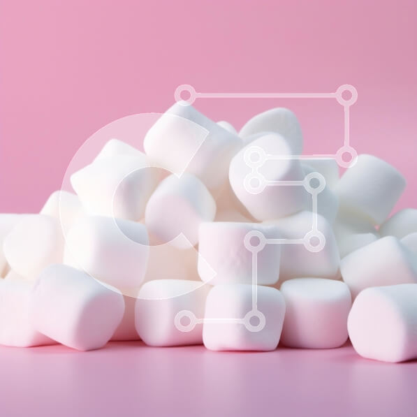 Σετ των 2 Intra Συλλεκτικό Ξύλινο Παζλ Plywood  4mm - Σωρός από Marshmallows σε ροζ φόντο Σε Ξύλινο Κουτί - Διαστάσεις: 10x10 cm – 25 κομμάτια