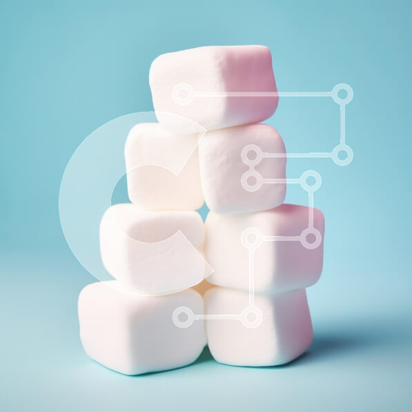 Σετ των 2 Intra Συλλεκτικό Ξύλινο Παζλ Plywood  4mm - Στοίβα Marshmallows σε μπλε φόντο Σε Ξύλινο Κουτί - Διαστάσεις: 10x10 cm – 25 κομμάτια