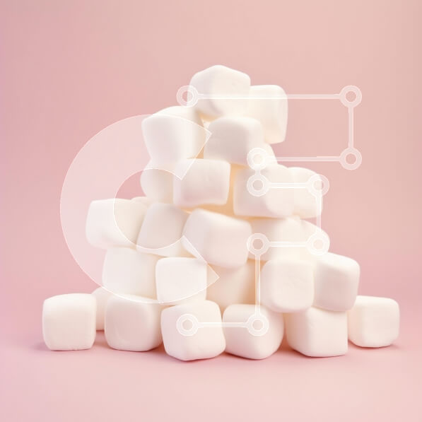 Σετ των 2 Intra Συλλεκτικό Ξύλινο Παζλ Plywood  4mm - Στοίβα από White Marshmallows σε ροζ φόντο Σε Ξύλινο Κουτί - Διαστάσεις: 10x10 cm – 25 κομμάτια