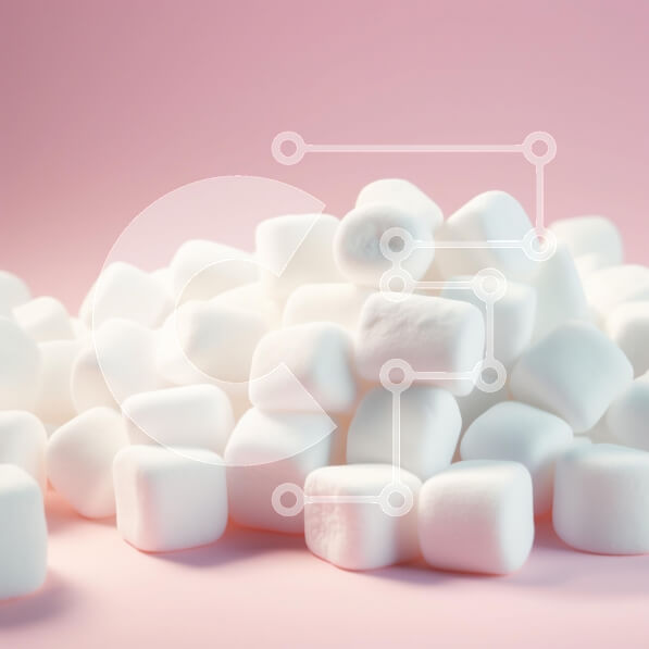 Σετ των 2 Intra Συλλεκτικό Ξύλινο Παζλ Plywood  4mm - Σωρός από Marshmallows σε ροζ φόντο Σε Ξύλινο Κουτί - Διαστάσεις: 10x10 cm – 25 κομμάτια