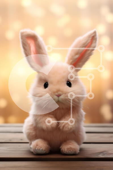 Σετ των 2 Intra Συλλεκτικό Ξύλινο Παζλ Plywood  4mm - Λούτρινο λαγουδάκι σε ξύλινη επιφάνεια με μαλακό φόντο Bokeh Σε Ξύλινο Κουτί - Διαστάσεις: 10x10 cm – 25 κομμάτια