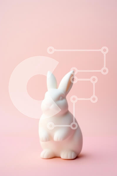 Intra Συλλεκτικό Ξύλινο Παζλ Plywood  4mm - Ειδώλιο λευκό κουνέλι σε ροζ φόντο Σε Ξύλινο Κουτί - Διαστάσεις: 10x10 cm – 25 κομμάτια