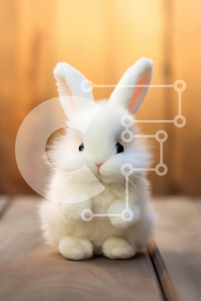 Σετ των 2 Intra Συλλεκτικό Ξύλινο Παζλ Plywood  4mm - Χαριτωμένο χνουδωτό λευκό κουνέλι Σε Ξύλινο Κουτί - Διαστάσεις: 10x10 cm – 25 κομμάτια