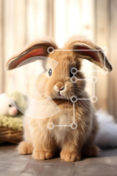 Σετ των 2 Intra Συλλεκτικό Ξύλινο Παζλ Plywood  4mm - Χαριτωμένο αφράτο κουνέλι Σε Ξύλινο Κουτί - Διαστάσεις: 10x10 cm – 25 κομμάτια