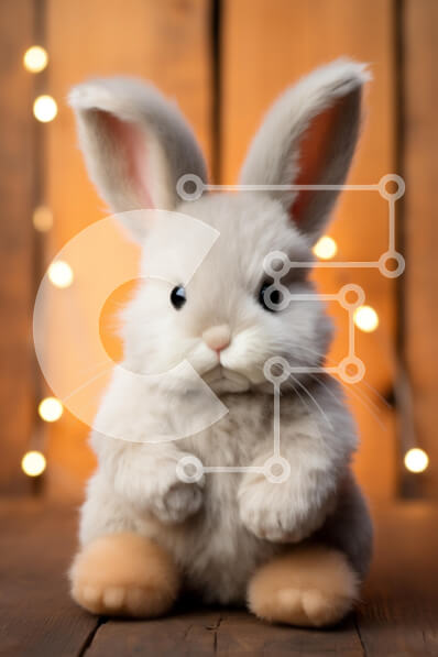 Σετ των 2 Intra Συλλεκτικό Ξύλινο Παζλ Plywood  4mm - Λούτρινο κουνέλι σε ξύλινη επιφάνεια με φώτα Bokeh Σε Ξύλινο Κουτί - Διαστάσεις: 10x10 cm – 25 κομμάτια