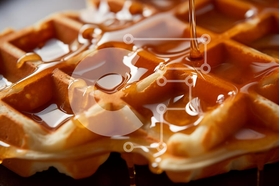 Σετ των 2 Intra Συλλεκτικό Ξύλινο Παζλ Plywood  4mm - Κοντινό πλάνο της βάφλας με το σιρόπι Σε Ξύλινο Κουτί - Διαστάσεις: 10x10 cm – 25 κομμάτια