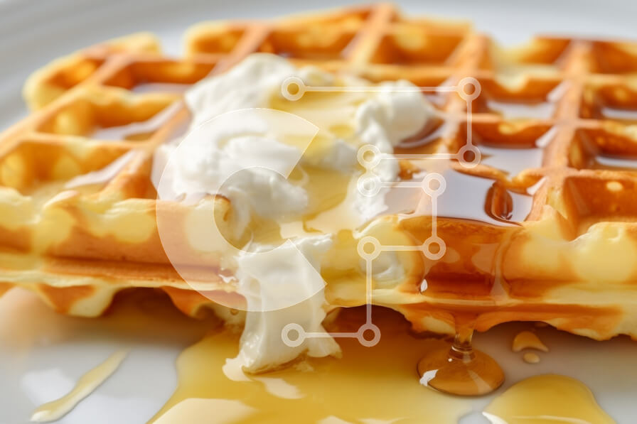 Σετ των 2 Intra Συλλεκτικό Ξύλινο Παζλ Plywood  4mm - Λαχταριστή βάφλα με σαντιγί και σιρόπι Σε Ξύλινο Κουτί - Διαστάσεις: 10x10 cm – 25 κομμάτια