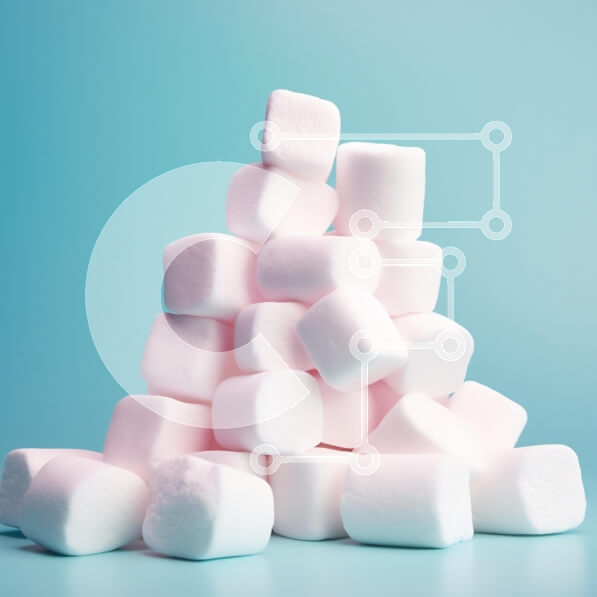 Σετ των 2 Intra Συλλεκτικό Ξύλινο Παζλ Plywood  4mm - Στοίβα από χνουδωτά Marshmallows σε μπλε φόντο Σε Ξύλινο Κουτί - Διαστάσεις: 10x10 cm – 25 κομμάτια