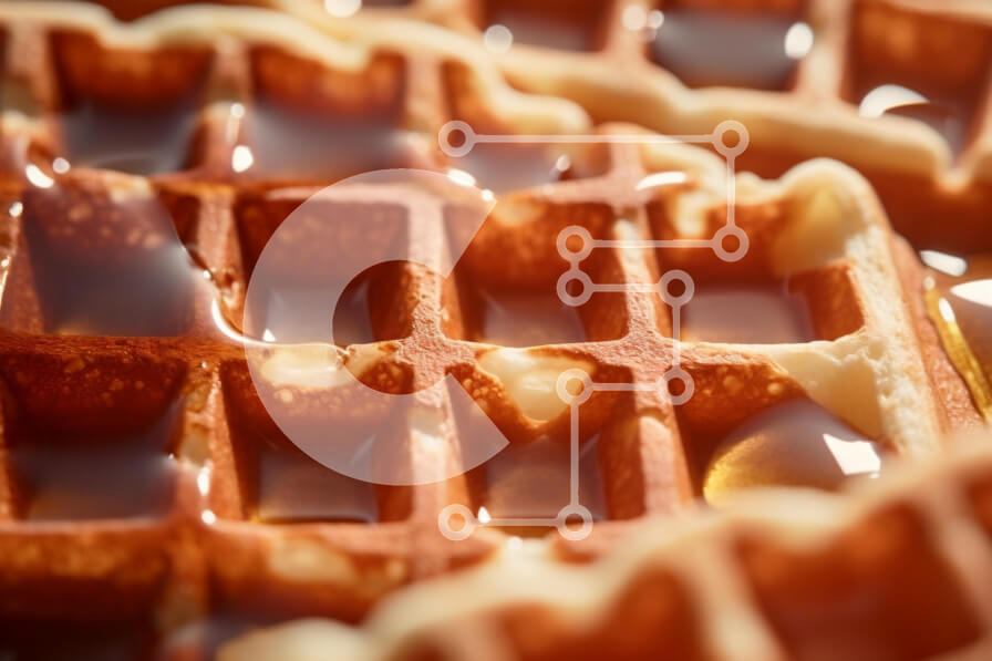 Σετ των 2 Intra Συλλεκτικό Ξύλινο Παζλ Plywood  4mm - Κοντινό πλάνο βάφλες με σιρόπι Σε Ξύλινο Κουτί - Διαστάσεις: 10x10 cm – 25 κομμάτια