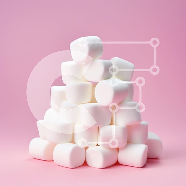 Σετ των 2 Intra Συλλεκτικό Ξύλινο Παζλ Plywood  4mm - Πυραμίδα Marshmallows σε ροζ φόντο Σε Ξύλινο Κουτί - Διαστάσεις: 10x10 cm – 25 κομμάτια