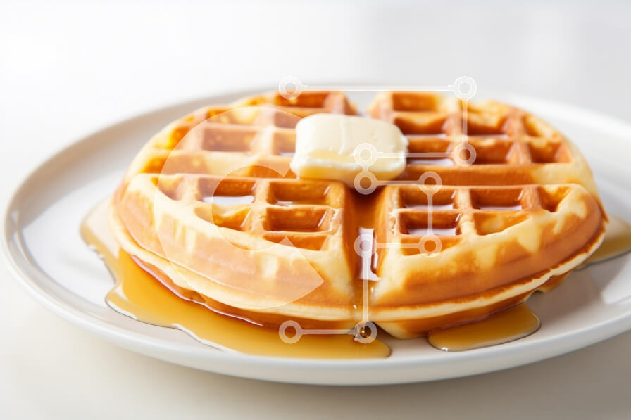 Σετ των 2 Intra Συλλεκτικό Ξύλινο Παζλ Plywood  4mm - Λαχταριστή βάφλα με βούτυρο και σιρόπι σφενδάμου Σε Ξύλινο Κουτί - Διαστάσεις: 10x10 cm – 25 κομμάτια